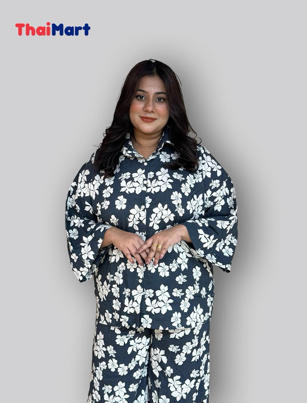 Serene Thai Linen Ensemble Co-ord Set Effortless Free Size Dress Item code : 014
