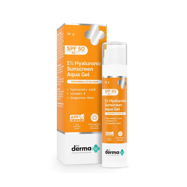 The Derma Co 1% Hyaluronic Sunscreen Aqua Gel SPF 50 PA++++ – 50g
