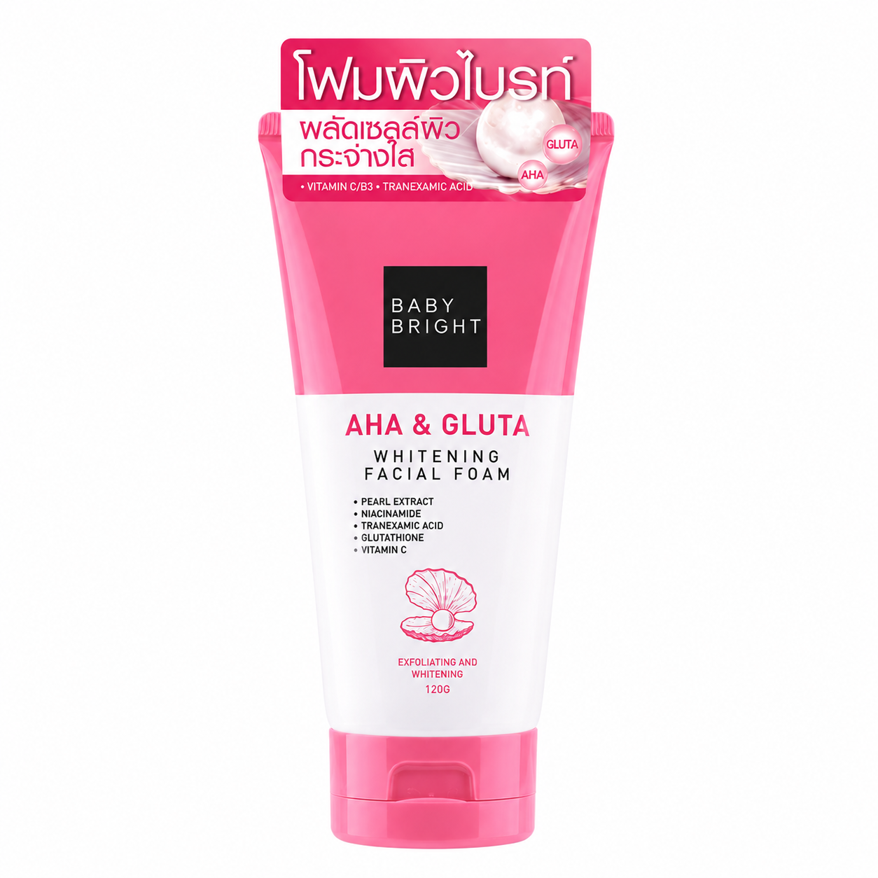 Baby Bright AHA & Gluta Whitening Facial Foam 120g